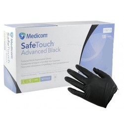 Нітрилові чорні рукавички SafeTouch без пудри Medicom